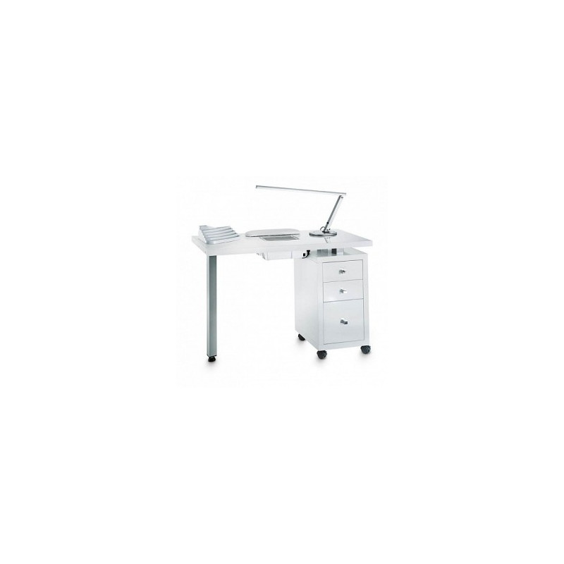 TABLE MANUCURE SQUARE DOUBLE BLANC LAQUE+ ASPI TURBO