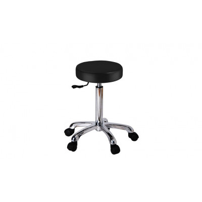 Tabouret Blanc sur roulette pied chromé