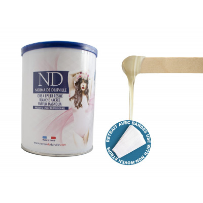 Cire résine Blanche nacrée pot 800g Cire résine Blanche nacrée pot 800g